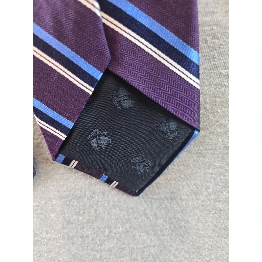 Brooks Brothers‎ Makers & Merchants Tie Purple Blue Striped 100% Silk Necktie